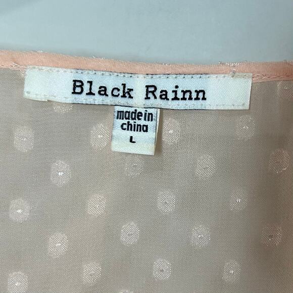 Black Rainn Peach Sheer Swiss Dot Shirt Size L Sleeveless - Picture 4 of 9